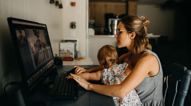 woman working from home